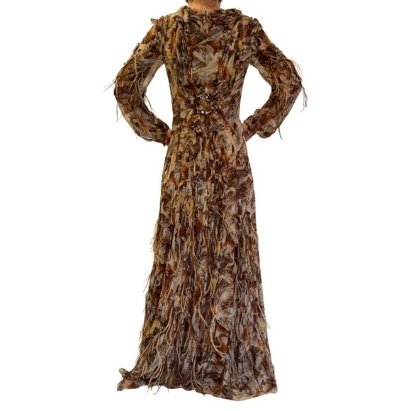 Carolina Herrera Black tie Gown with feather and crystal embellished - Picture 3 of 16